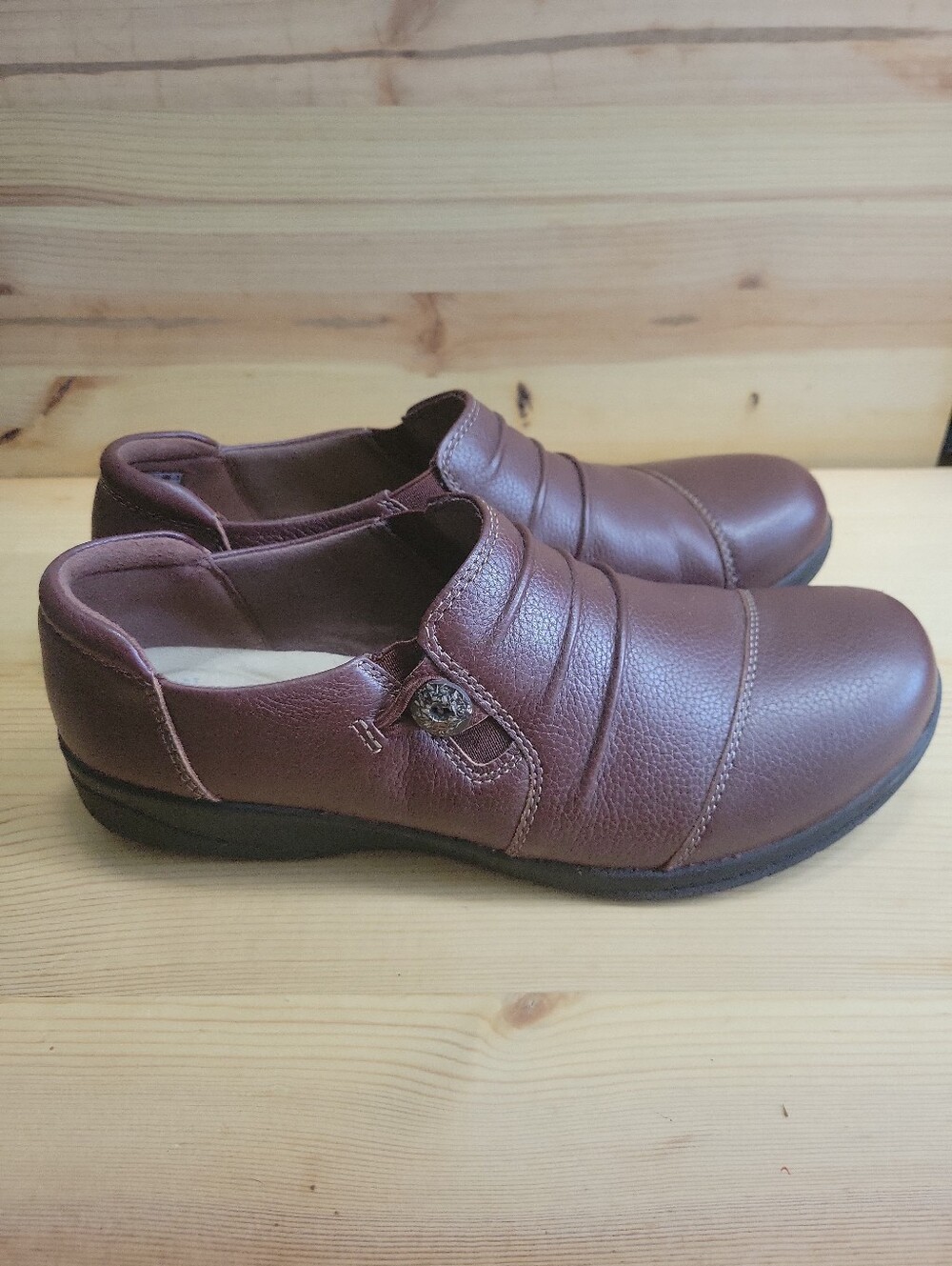 Womens clarks ultimate comfort collection brown lather slip on size 9W - Picture 9 of 11